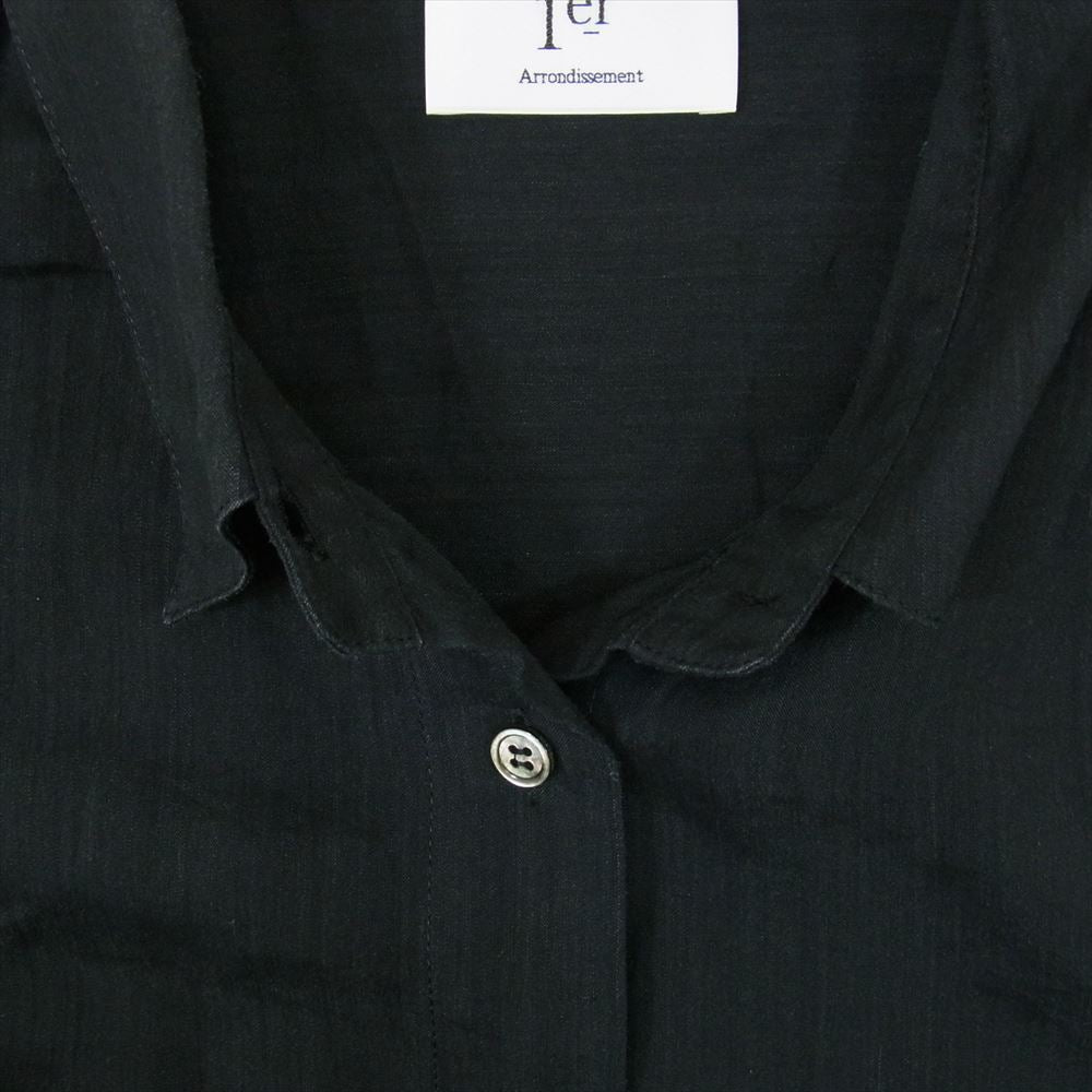 プルミエ アロンディスモン B1022AFT075 リネン混 長袖 シャツ ブラック系 38【中古】