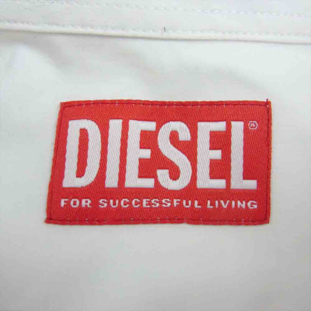 DIESEL ディーゼル Dロゴ刺繍 長袖 シャツ ホワイト系 46【中古】