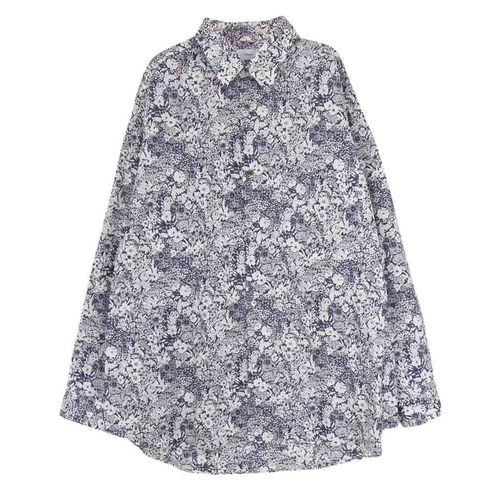 GRAPHPAPER グラフペーパー 22SS GM222-50001 for Liberty Oversized Regular Color Shirt オーバーサイズ フラワー総柄 長袖 シャツ ネイビー系 F【中古】