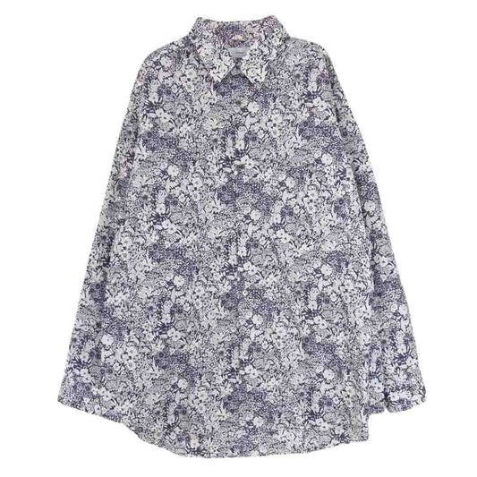 GRAPHPAPER グラフペーパー 22SS GM222-50001 for Liberty Oversized Regular Color Shirt オーバーサイズ フラワー総柄 長袖 シャツ ネイビー系 F【中古】