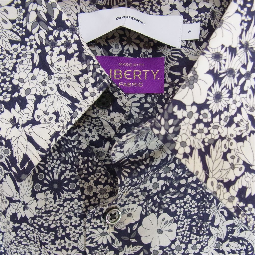GRAPHPAPER グラフペーパー 22SS GM222-50001 for Liberty Oversized Regular Color Shirt オーバーサイズ フラワー総柄 長袖 シャツ ネイビー系 F【中古】