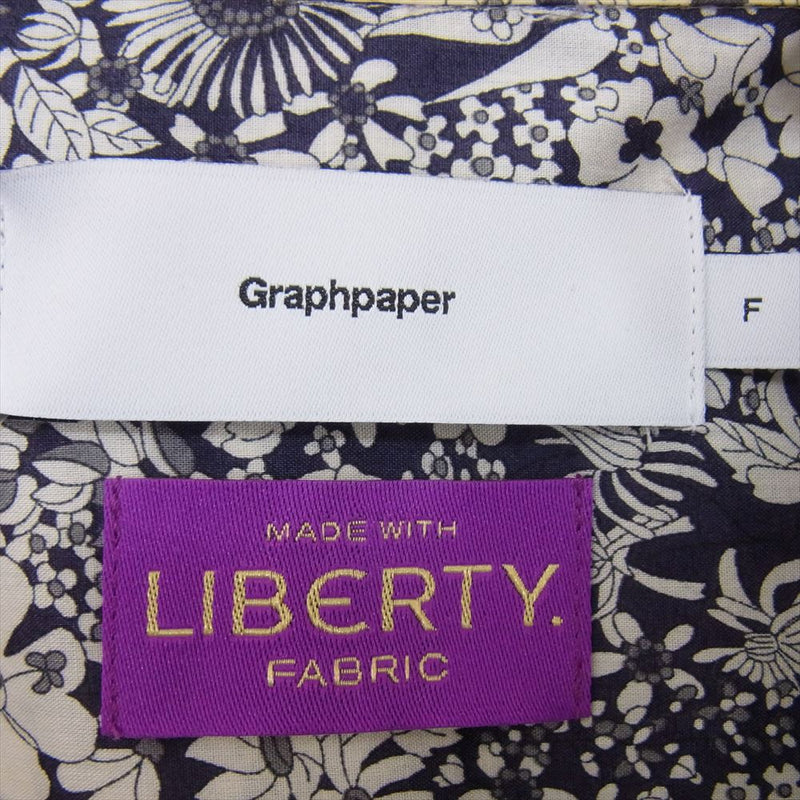 GRAPHPAPER グラフペーパー 22SS GM222-50001 for Liberty Oversized Regular Color Shirt オーバーサイズ フラワー総柄 長袖 シャツ ネイビー系 F【中古】