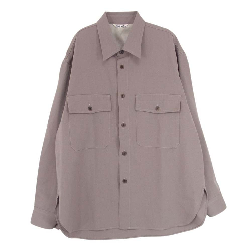 AURALEE オーラリー 19AW A9AS03MX WOOL MAX GABARDINE SHIRTS ウールマックスギャバジン 長袖 シャツ カーキ系 3【中古】