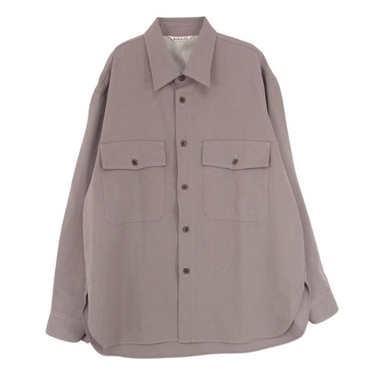 AURALEE オーラリー 19AW A9AS03MX WOOL MAX GABARDINE SHIRTS ウールマックスギャバジン 長袖 シャツ カーキ系 3【中古】