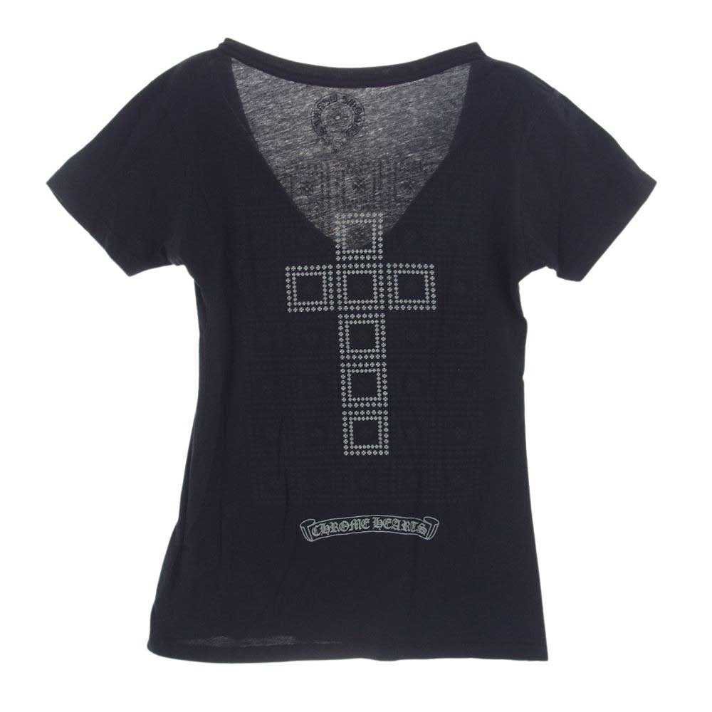 CHROME HEARTS クロムハーツ（原本無） CHプラス プリント ロゴ Vネック 半袖 Tシャツ ブラック系 M【中古】