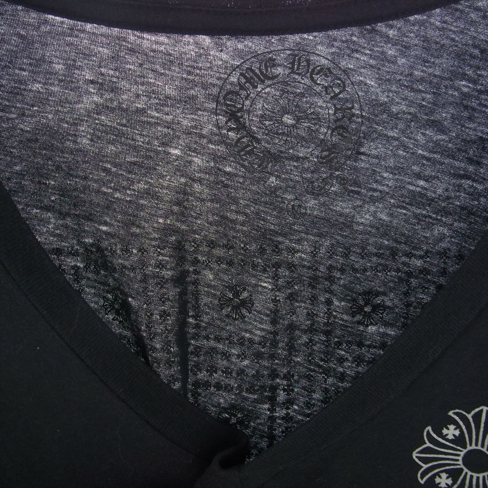 CHROME HEARTS クロムハーツ（原本無） CHプラス プリント ロゴ Vネック 半袖 Tシャツ ブラック系 M【中古】