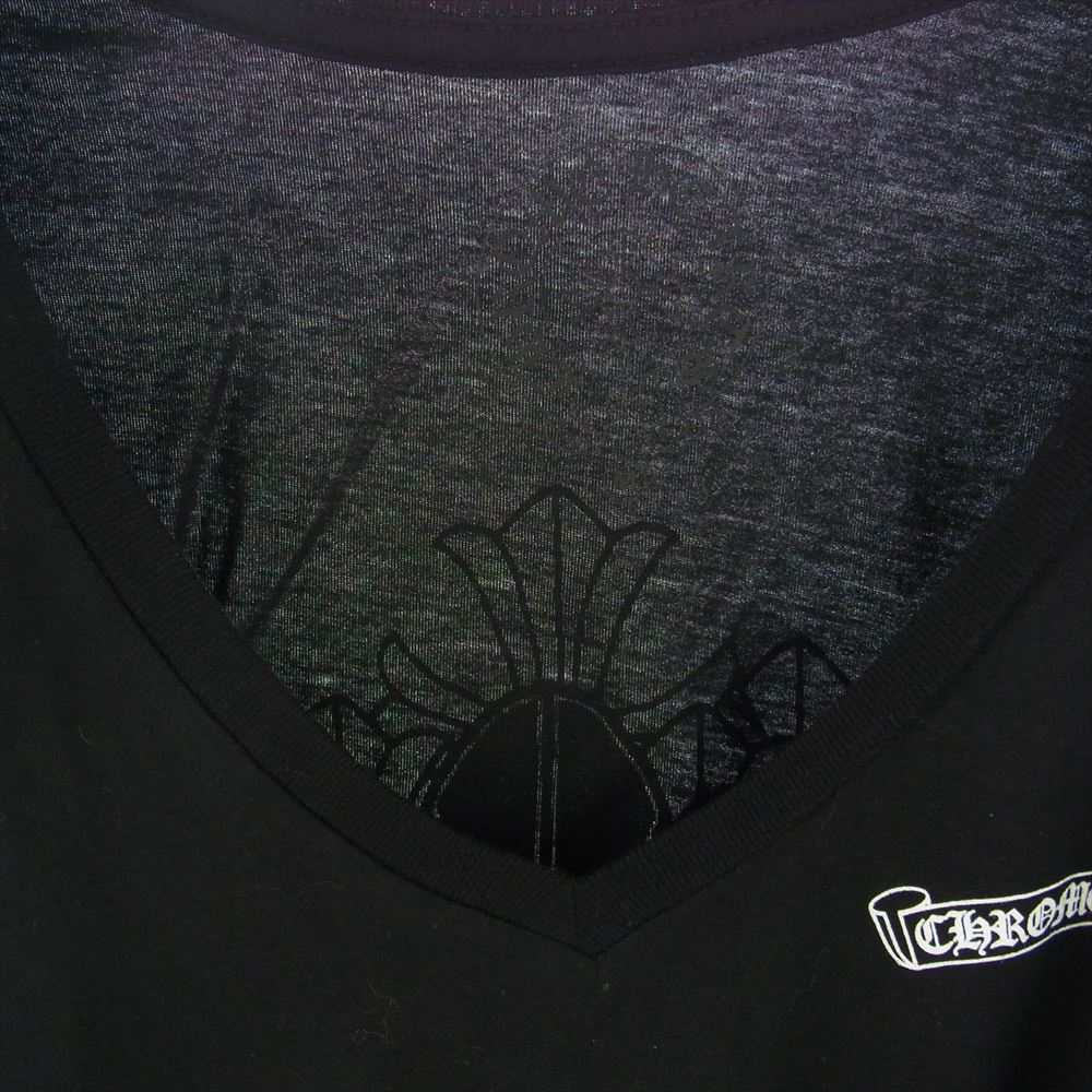CHROME HEARTS クロムハーツ（原本無） セメタリークロス バック プリント Vネック 半袖 Tシャツ ブラック ブラック系 M【中古】