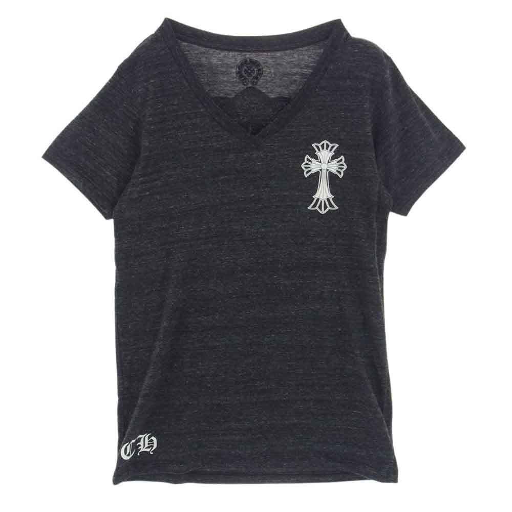 CHROME HEARTS クロムハーツ（原本無） CHクロス バック プリント メランジ 霜降り Vネック 半袖 Tシャツ グレー系 M【中古】