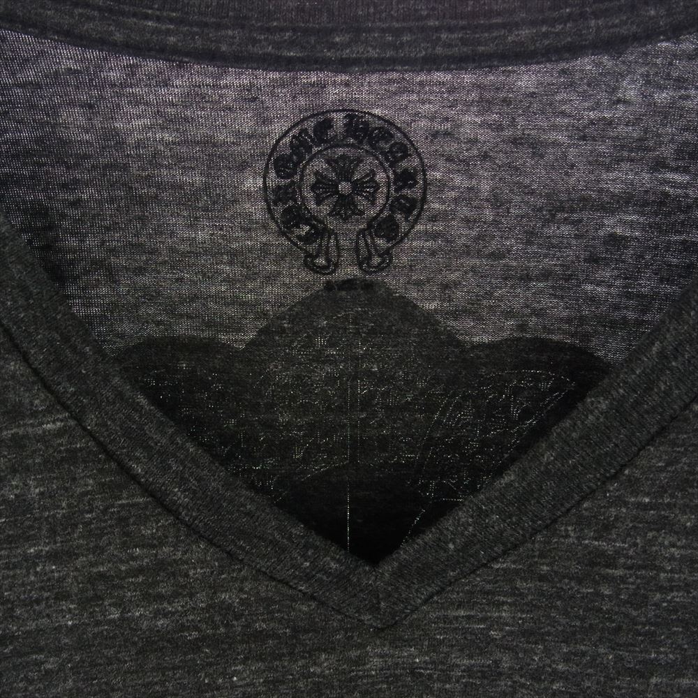 CHROME HEARTS クロムハーツ（原本無） CHクロス バック プリント メランジ 霜降り Vネック 半袖 Tシャツ グレー系 M【中古】