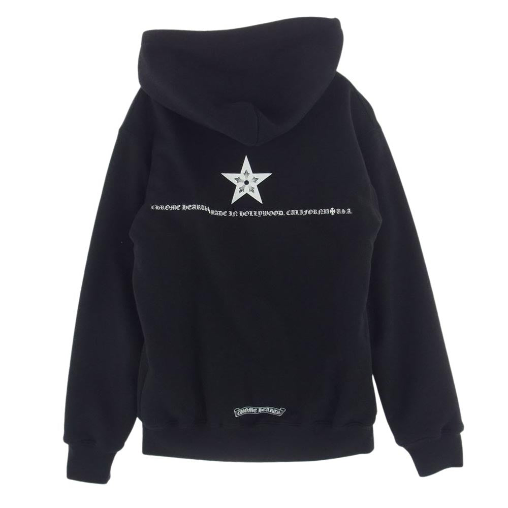 CHROME HEARTS クロムハーツ（原本無） 国内正規品 スタープリント スクロールラベル 裏地サーマル ダガージップ フルジップ パーカー ブラック系 S【中古】