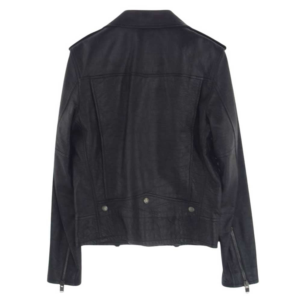 SAINT LAURENT サンローラン 397290 Y5OX1 エディ期 CLASSIC MOTORCYCLE JACKET L01 クロコ型押し クラシック モーターサイクル ダブル ライダース ジャケット ブラック系 44【中古】