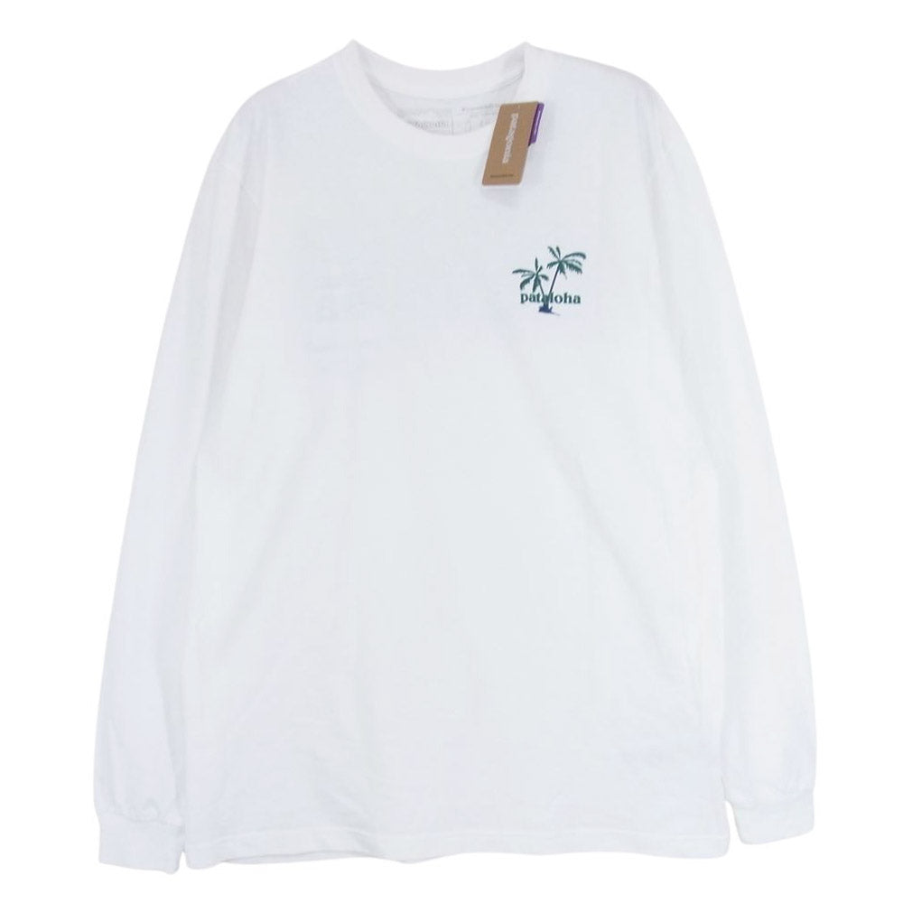 patagonia パタゴニア 19SS ハワイ限定 パタロハ プリント オーガニックコットン 長袖 Tシャツ カットソー ホワイト系 S【中古】
