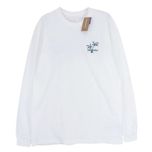 patagonia パタゴニア 19SS ハワイ限定 パタロハ プリント オーガニックコットン 長袖 Tシャツ カットソー ホワイト系 S【中古】