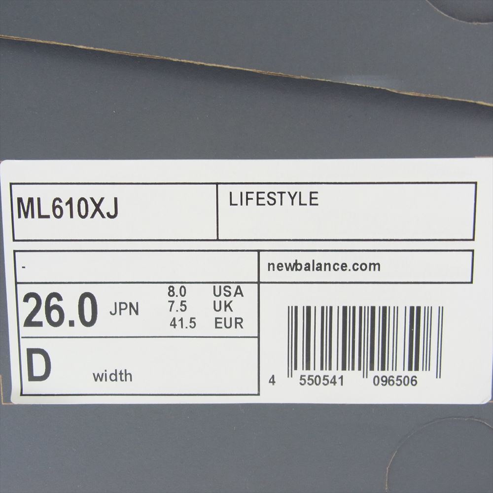 NEW BALANCE ニューバランス ML610XJ 610V1 GORE-TEX Magnet/Shadow Gray ゴアテックス マグネット シャドウグレー ローカット スニーカー ブラック系 グレー系 26cm【新古品】【未使用】【中古】