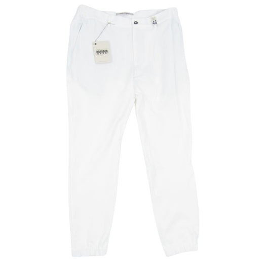 ジャブスアルキヴィオ   A5961  イタリア製 GIORGIONE スタンダード サマージャージー 裾シャーリング パンツ ホワイト ホワイト系 46【中古】