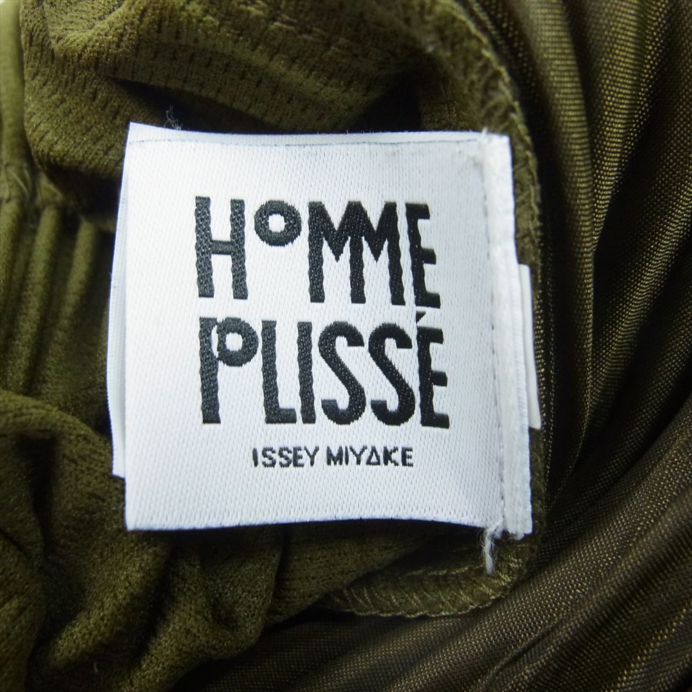 HOMME PLISSE ISSEY MIYAKE オム プリッセ イッセイミヤケ 24SS HP41JF135 PLEATS BOTTOMS プリーツ ボトムス ヘリンボーン プリーツパンツ  オリーブ系 3【中古】