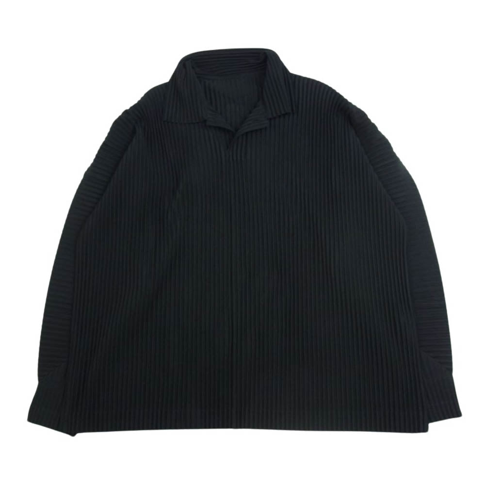 HOMME PLISSE ISSEY MIYAKE オム プリッセ イッセイミヤケ 24SS HP41JM102 MONTHLY COLOR JANUARY プリーツ スキッパー 長袖 ポロシャツ ダークグレー系 3【中古】