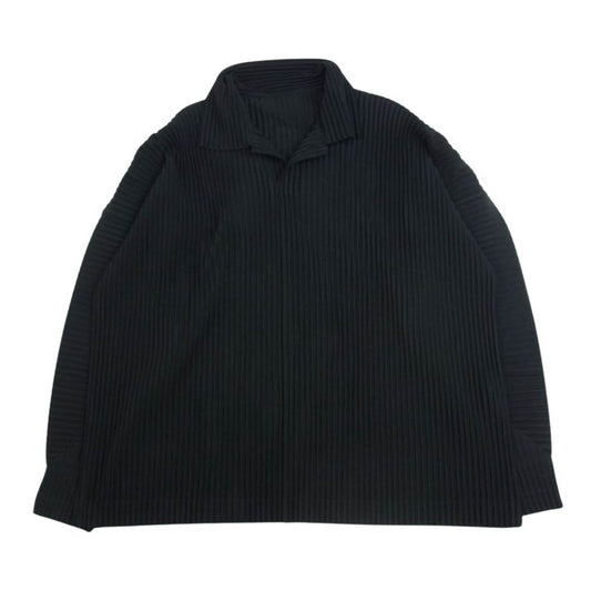 HOMME PLISSE ISSEY MIYAKE オム プリッセ イッセイミヤケ 24SS HP41JM102 MONTHLY COLOR JANUARY プリーツ スキッパー 長袖 ポロシャツ ダークグレー系 3【中古】
