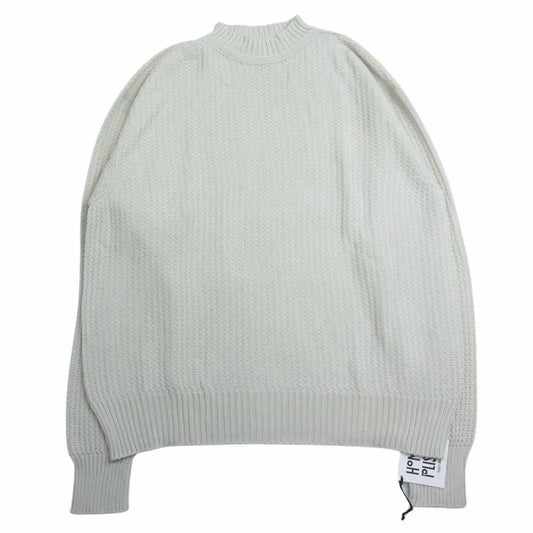 HOMME PLISSE ISSEY MIYAKE オム プリッセ イッセイミヤケ 24SS HP41KN330 COMMON KNIT リリヤン編み コットン モックネック 長袖 ニット グレージュ系【美品】【中古】