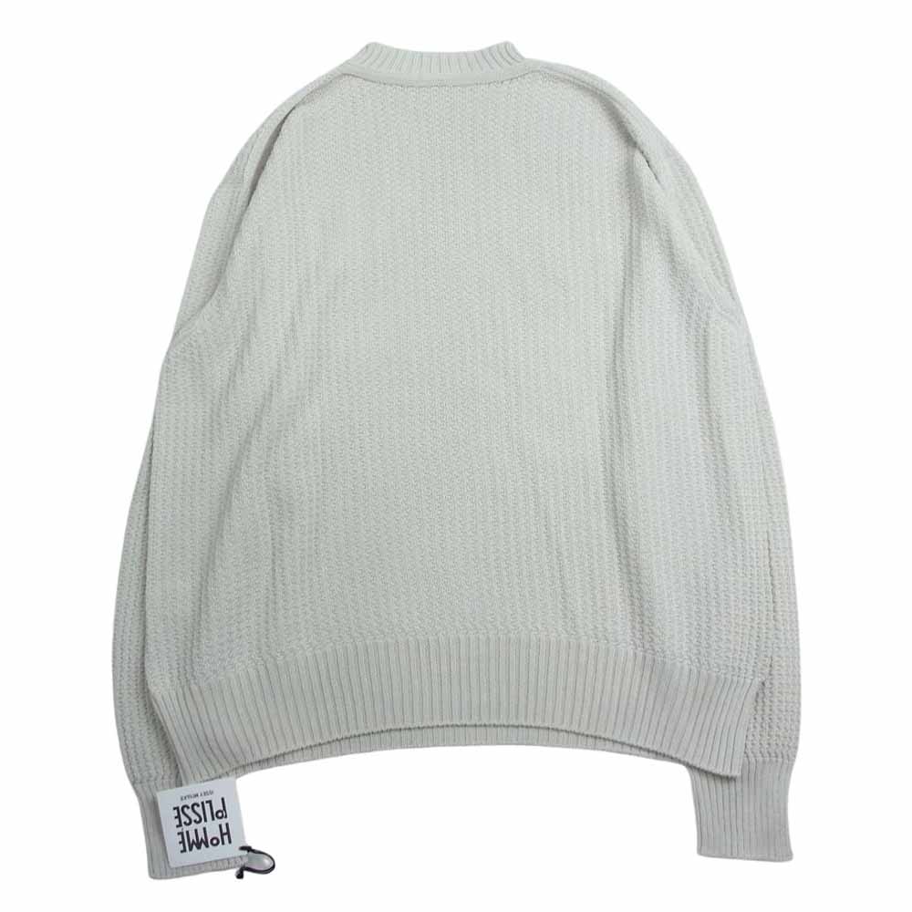 HOMME PLISSE ISSEY MIYAKE オム プリッセ イッセイミヤケ 24SS HP41KN330 COMMON KNIT リリヤン編み コットン モックネック 長袖 ニット グレージュ系【美品】【中古】