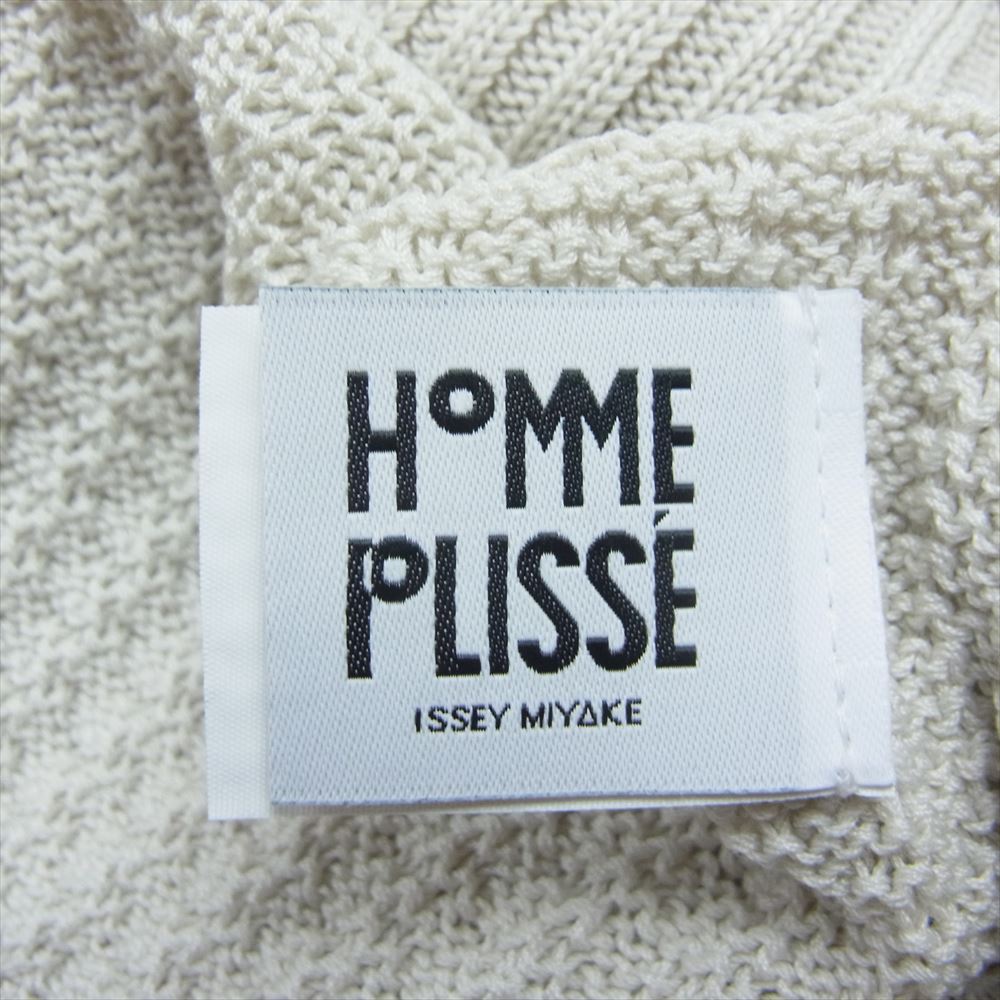 HOMME PLISSE ISSEY MIYAKE オム プリッセ イッセイミヤケ 24SS HP41KN330 COMMON KNIT リリヤン編み コットン モックネック 長袖 ニット グレージュ系【美品】【中古】