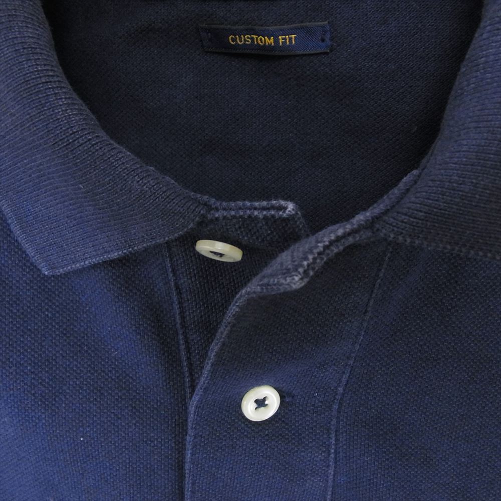 POLO RALPH LAUREN ポロ・ラルフローレン 90s USA製 鹿の子 半袖 ポロシャツ ネイビー ネイビー系 S【中古】