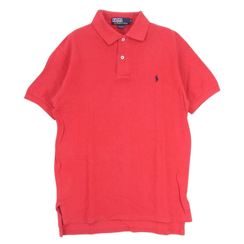 POLO RALPH LAUREN ポロ・ラルフローレン 90s USA製 鹿の子 半袖 ポロシャツ レッド系 S【中古】