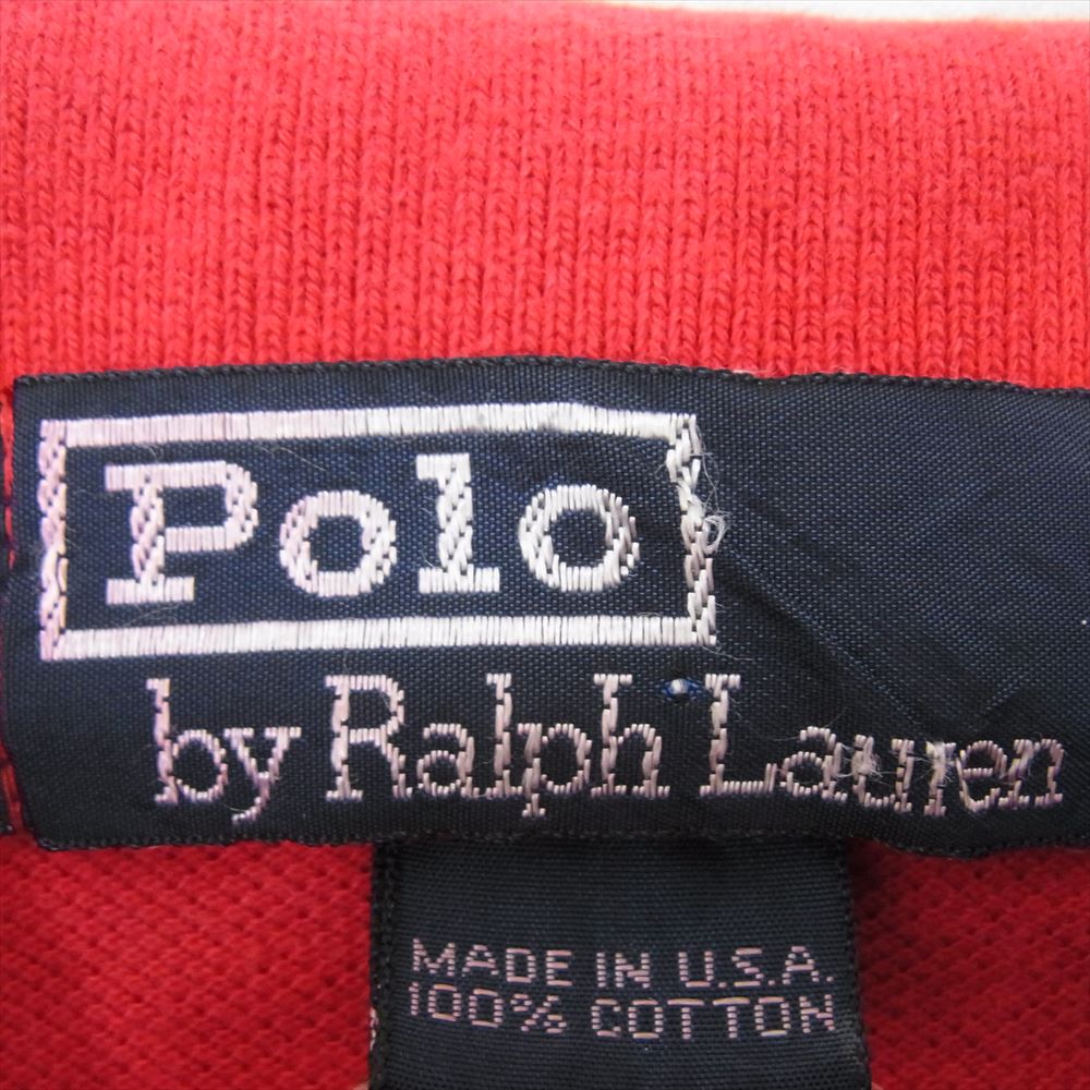 POLO RALPH LAUREN ポロ・ラルフローレン 90s USA製 鹿の子 半袖 ポロシャツ レッド系 S【中古】