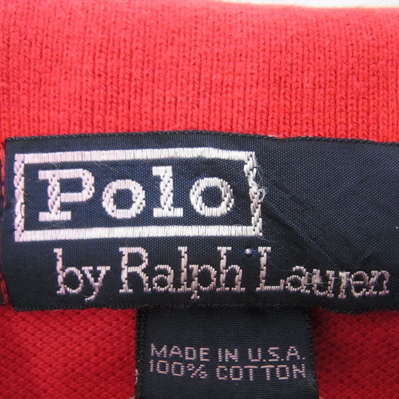 POLO RALPH LAUREN ポロ・ラルフローレン 90s USA製 鹿の子 半袖 ポロシャツ レッド系 S【中古】