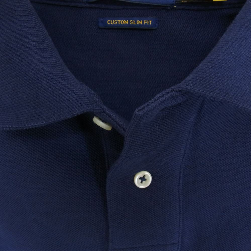 POLO RALPH LAUREN ポロ・ラルフローレン CUSTOM SLIM FIT カスタム スリム フィット 鹿の子 長袖 ポロシャツ ネイビー ネイビー系 S/P【中古】