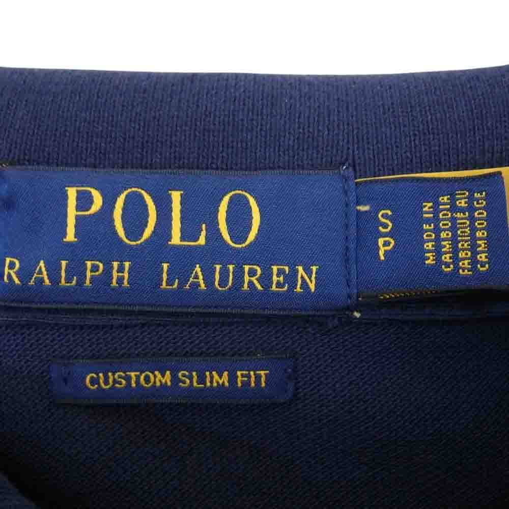 POLO RALPH LAUREN ポロ・ラルフローレン CUSTOM SLIM FIT カスタム スリム フィット 鹿の子 長袖 ポロシャツ ネイビー ネイビー系 S/P【中古】