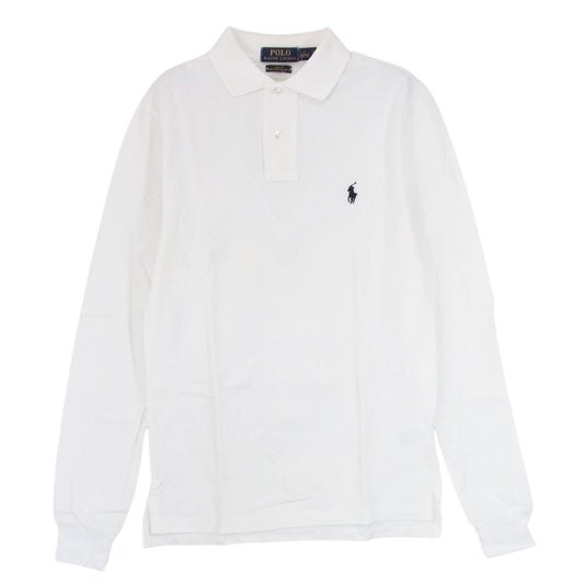 POLO RALPH LAUREN ポロ・ラルフローレン SLIM FIT PIMA STRETCH MESH スリムフィット ストレッチ メッシュ 長袖 ポロシャツ ホワイト ホワイト系 S【中古】