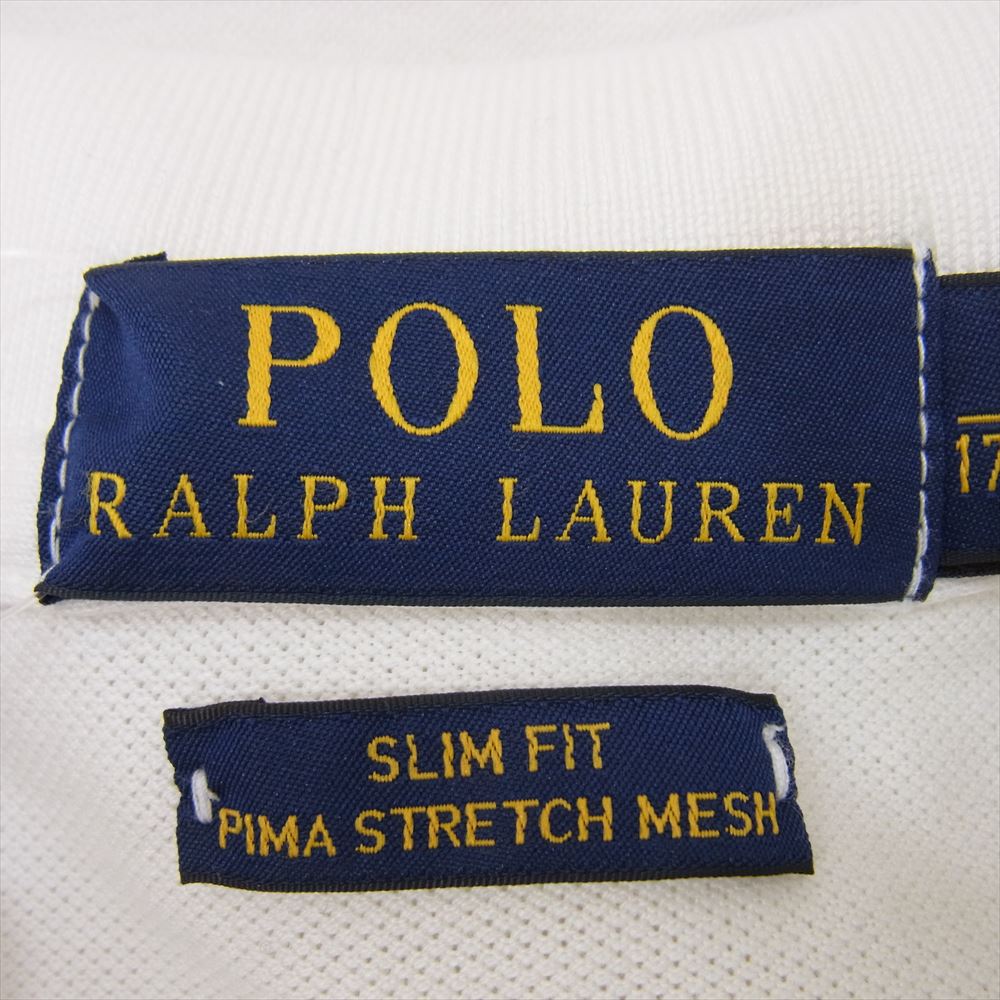 POLO RALPH LAUREN ポロ・ラルフローレン SLIM FIT PIMA STRETCH MESH スリムフィット ストレッチ メッシュ 長袖 ポロシャツ ホワイト ホワイト系 S【中古】