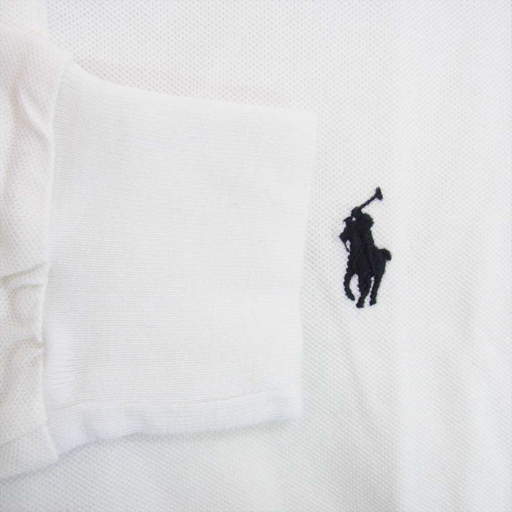 POLO RALPH LAUREN ポロ・ラルフローレン SLIM FIT PIMA STRETCH MESH スリムフィット ストレッチ メッシュ 長袖 ポロシャツ ホワイト ホワイト系 S【中古】