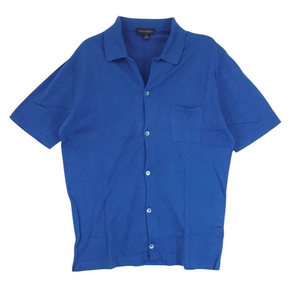 JOHN SMEDLEY ジョンスメドレー オープンカラー ニット 半袖 シャツ ブルー系 S【中古】