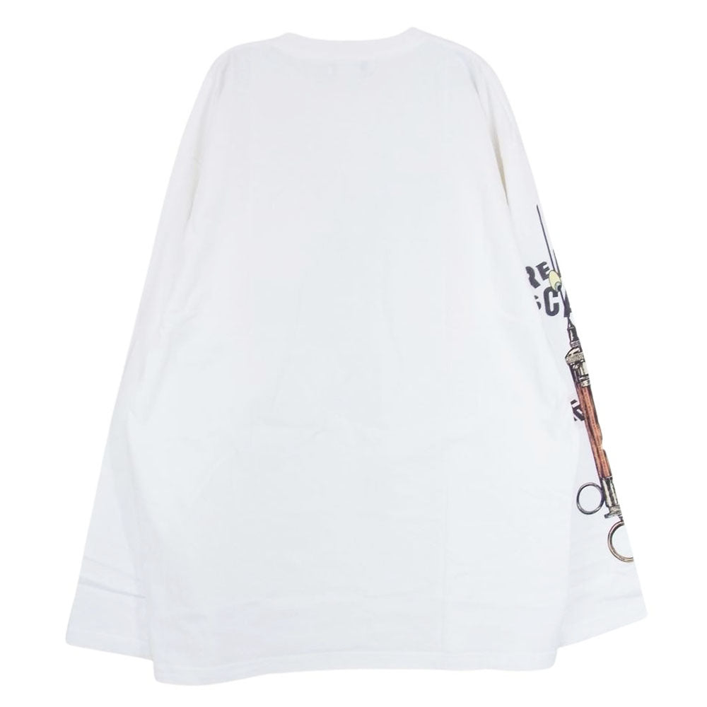 キディル 19AW KL391 Red Scare Long Sleeve T-shirts グラフィックプリント ロングスリーブ 長袖 クルーネック Tシャツ カットソー ホワイト系 FREE【新古品】【未使用】【中古】