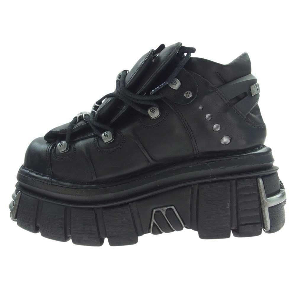 ニューロック M-106-S112 ANKLE BOOT BLACK TOWER WITH LACES レースアップ 厚底 プレート アンクルブーツ スニーカー ブラック系 41【極上美品】【中古】