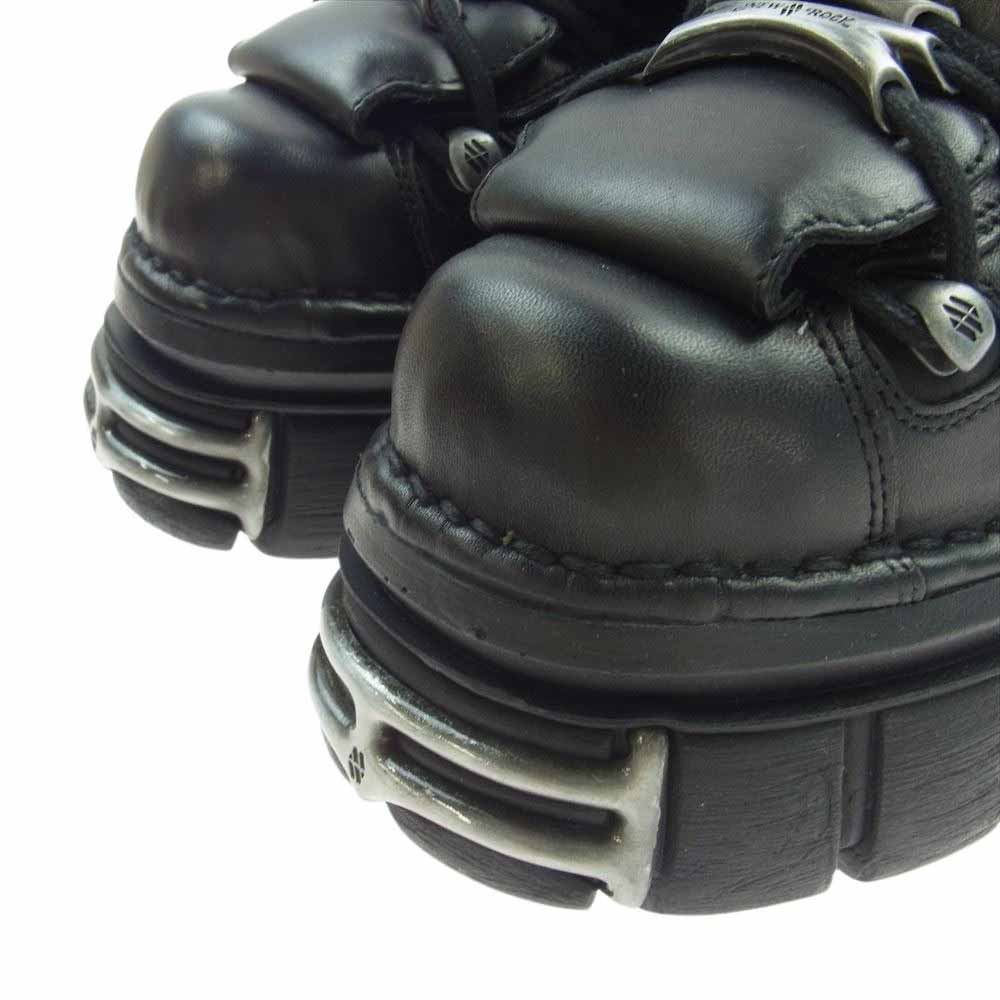 ニューロック M-106-S112 ANKLE BOOT BLACK TOWER WITH LACES レースアップ 厚底 プレート アンクルブーツ スニーカー ブラック系 41【極上美品】【中古】