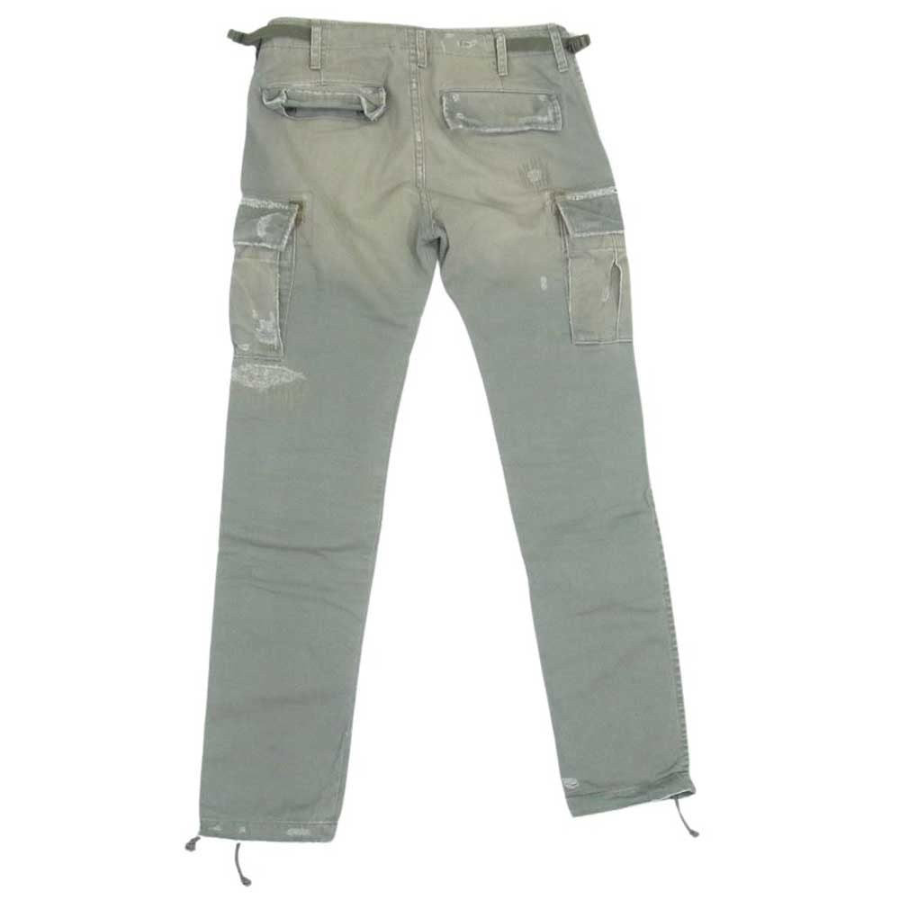 RALPH LAUREN ラルフローレン boy friend ヘリンボーン ダメージ リペア 加工 パッチワーク カーゴ パンツ カーキ系 24【中古】