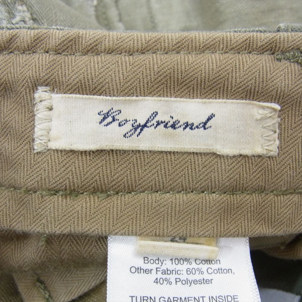 RALPH LAUREN ラルフローレン boy friend ヘリンボーン ダメージ リペア 加工 パッチワーク カーゴ パンツ カーキ系 24【中古】