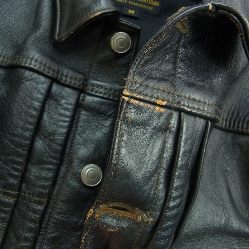 FINE CREEK LEATHERS ファインクリークレザー Richmond リッチモンド ホースハイド シングル ライダース ジャケット ブラック系 36【中古】