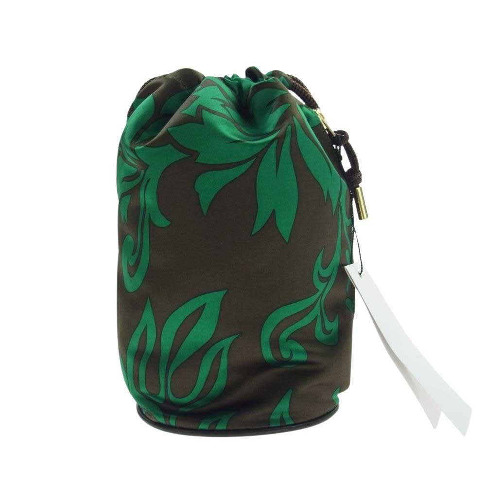 Sacai サカイ 24-0701S Kinchaku Floral Print 巾着 フローラル プリント 底面 Sロゴ 花柄 バッグ ブラウン系 グリーン系【極上美品】【中古】