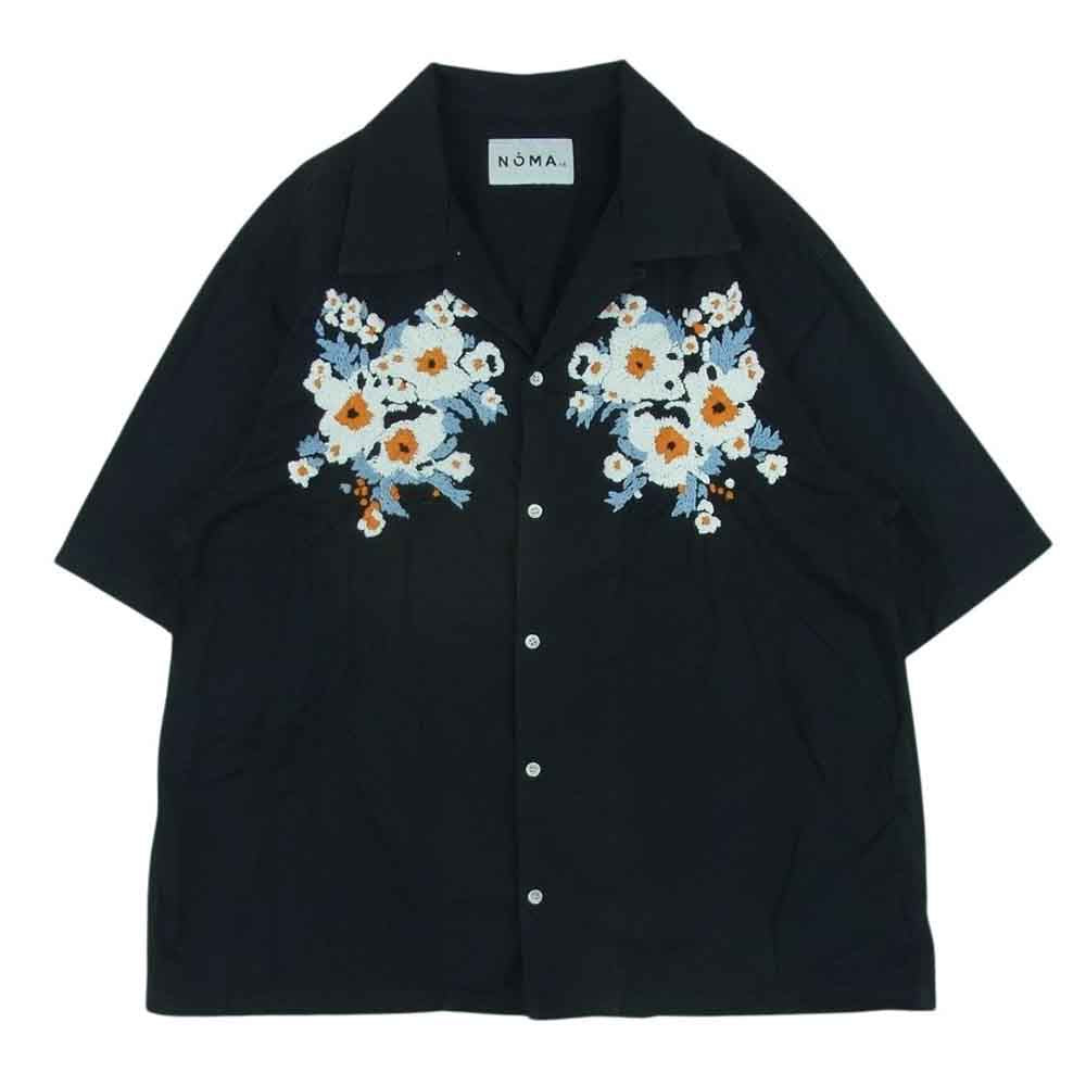 NOMA t.d. 22SS N33-EM02 DREAM SS Shirt Hand Embroidery ドリーム ショートスリーブ ハンドエンブロイダリー フラワー刺繍 オーバーサイズ 半袖 オープンカラー シャツ ブラック系 5【中古】
