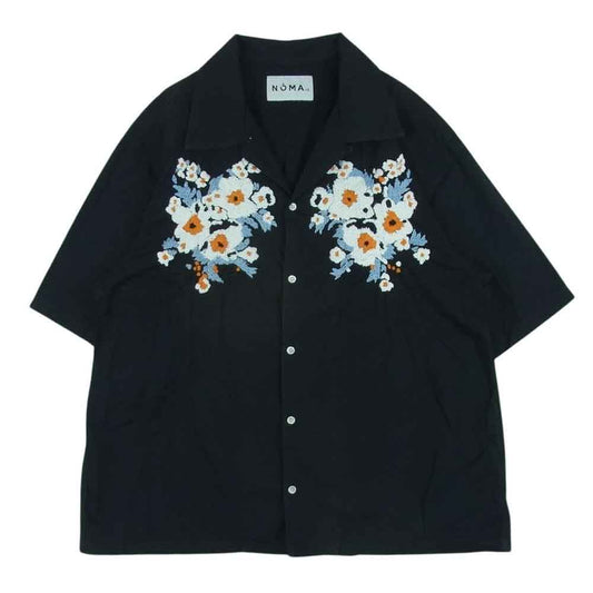 NOMA t.d. 22SS N33-EM02 DREAM SS Shirt Hand Embroidery ドリーム ショートスリーブ ハンドエンブロイダリー フラワー刺繍 オーバーサイズ 半袖 オープンカラー シャツ ブラック系 5【中古】