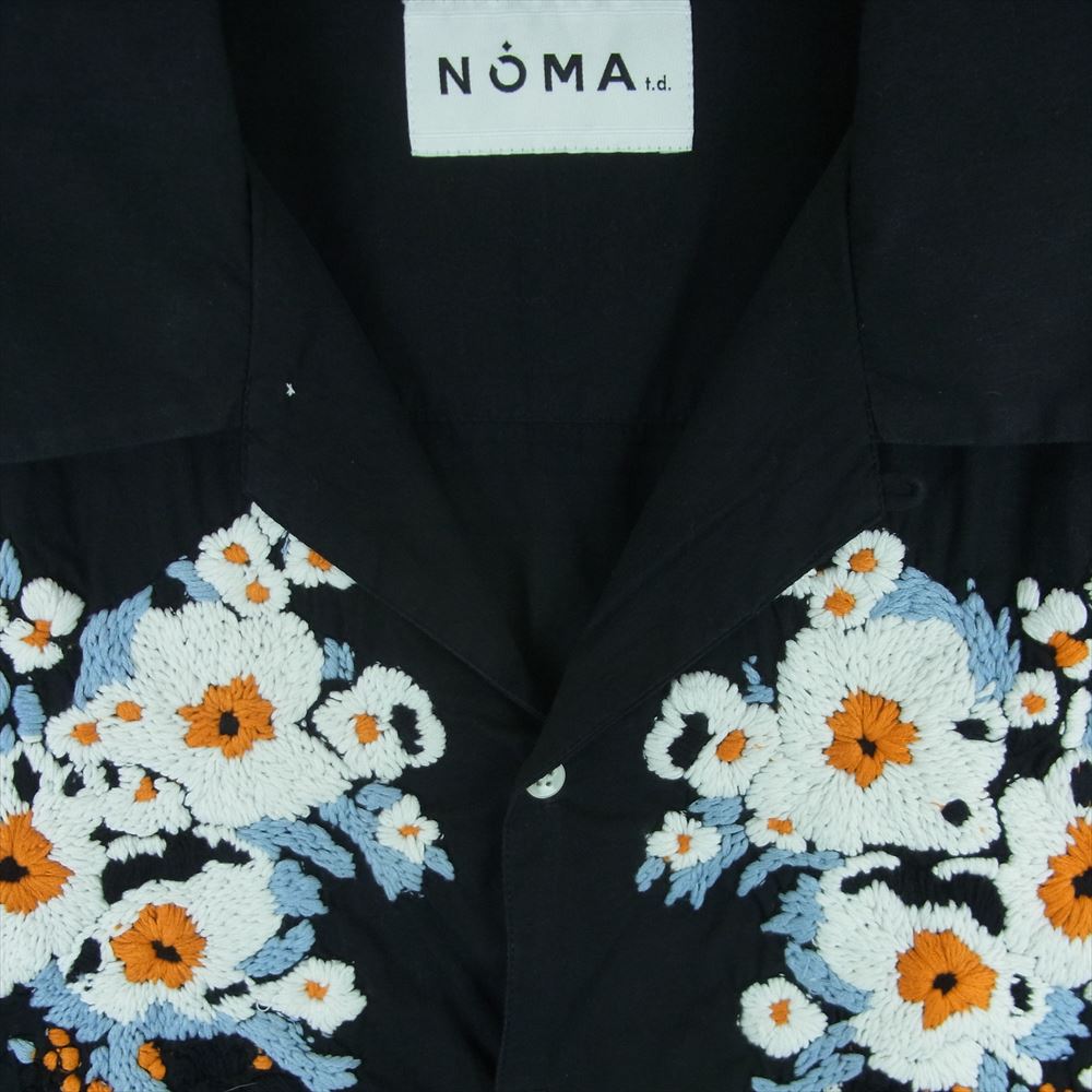 NOMA t.d. 22SS N33-EM02 DREAM SS Shirt Hand Embroidery ドリーム ショートスリーブ ハンドエンブロイダリー フラワー刺繍 オーバーサイズ 半袖 オープンカラー シャツ ブラック系 5【中古】