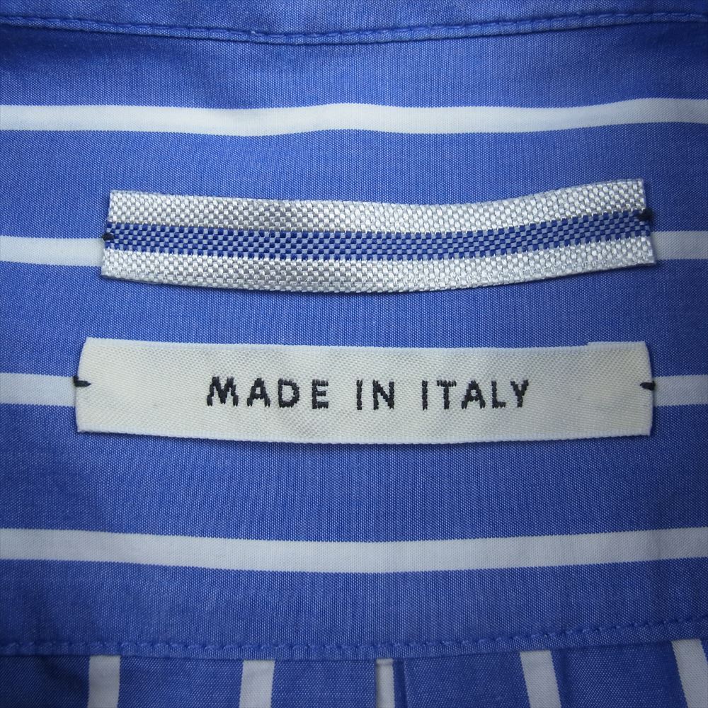 クリスタセヤ Striped Mao Shirt ストライプ マオ バンドカラー スタンドカラー 長袖 シャツ ブラウス ブルー系 L【中古】