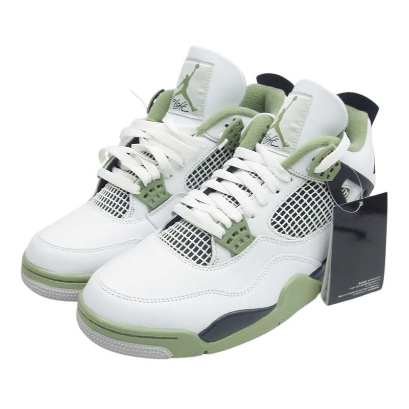 NIKE ナイキ AQ9129-103 WMNS Air Jordan 4 Oil Green ウィメンズ エアジョーダン4 オイルグリーン スニーカー ホワイト系 グリーン系 28cm【新古品】【未使用】【中古】