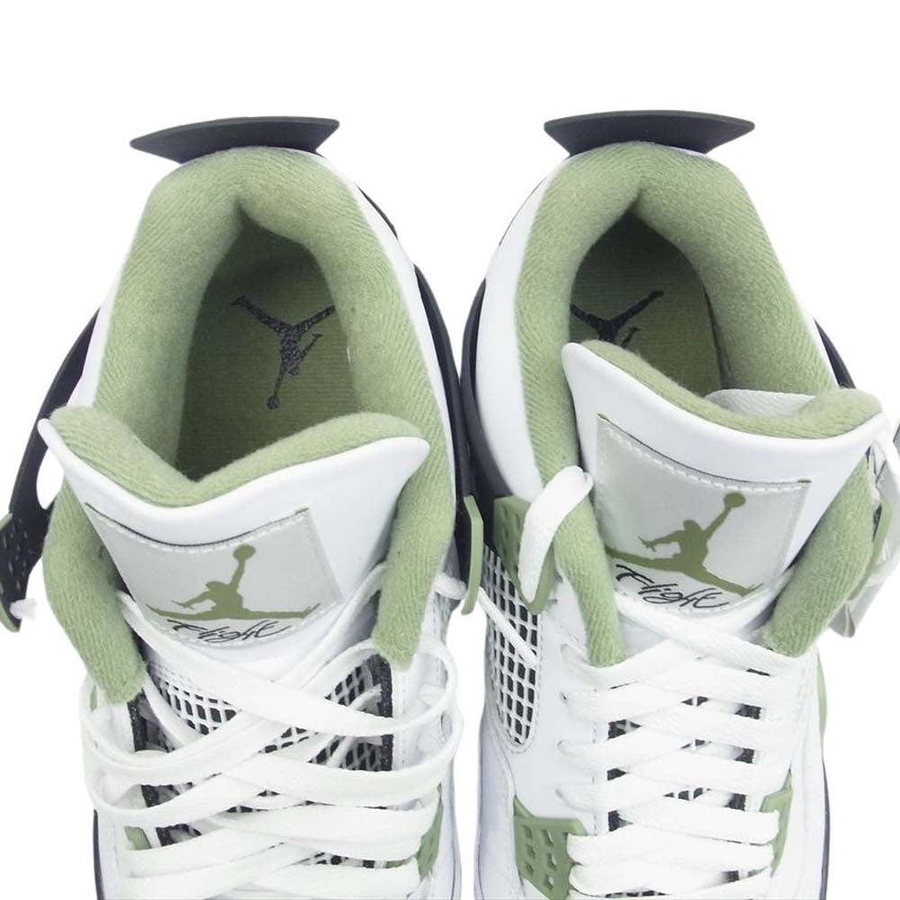 NIKE ナイキ AQ9129-103 WMNS Air Jordan 4 Oil Green ウィメンズ エアジョーダン4 オイルグリーン スニーカー ホワイト系 グリーン系 28cm【新古品】【未使用】【中古】