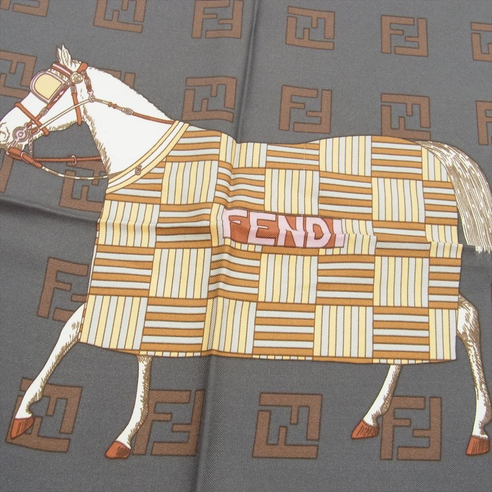 FENDI フェンディ イタリア製 シルク100％ ズッカ柄 馬 ホース 大判