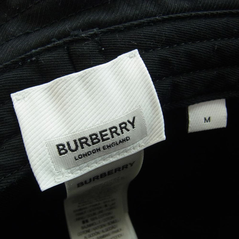 BURBERRY バーバリー 8053474 ホースフェリー 刺繍 ロゴ バケットハット ブラック系 M【中古】